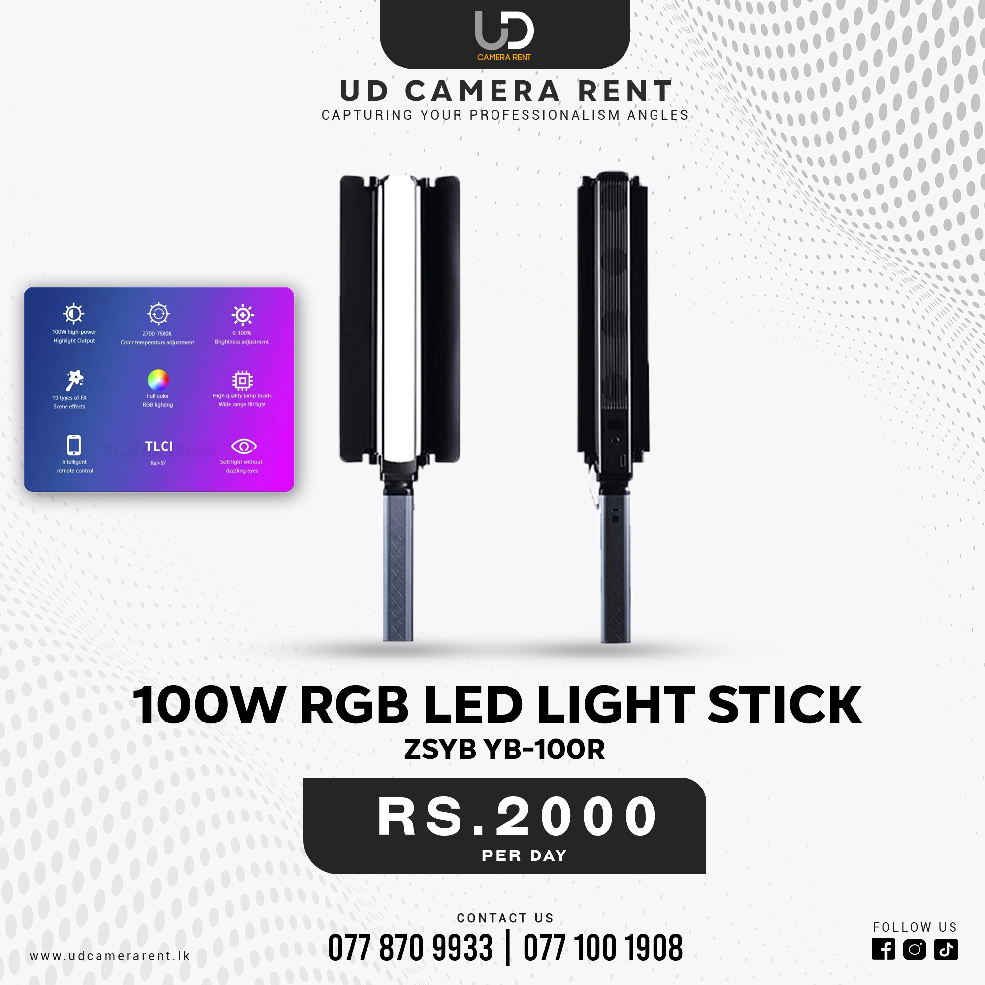 100W RGB LED Light Stick ZSYB YB-100R